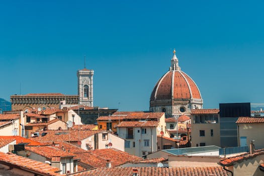 Rooftops of Buildings and Cathedral in Florence